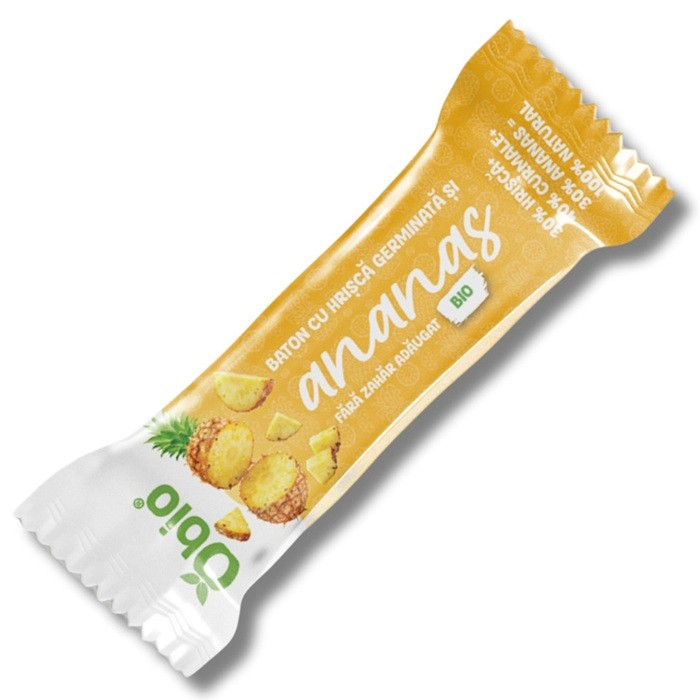 Baton cu hrisca germinata si ananas bio 35g Obio