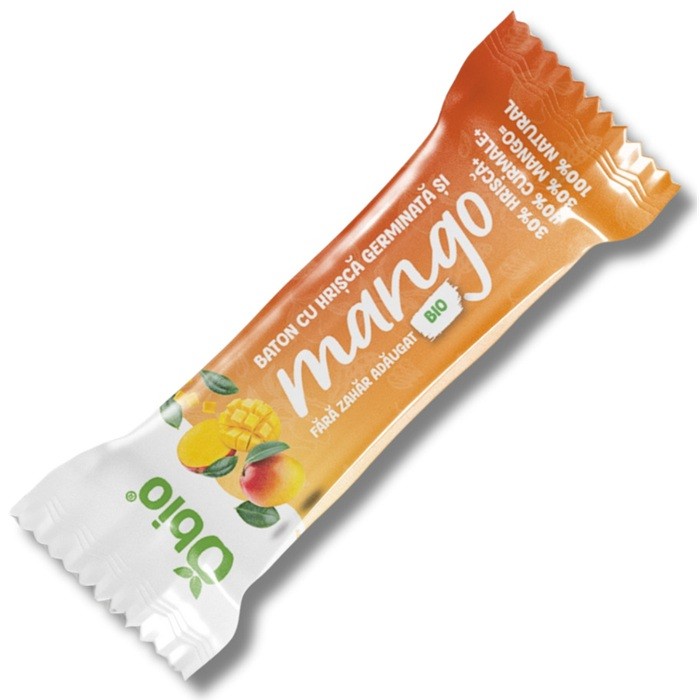 Baton cu hrisca germinata si mango bio 35g Obio