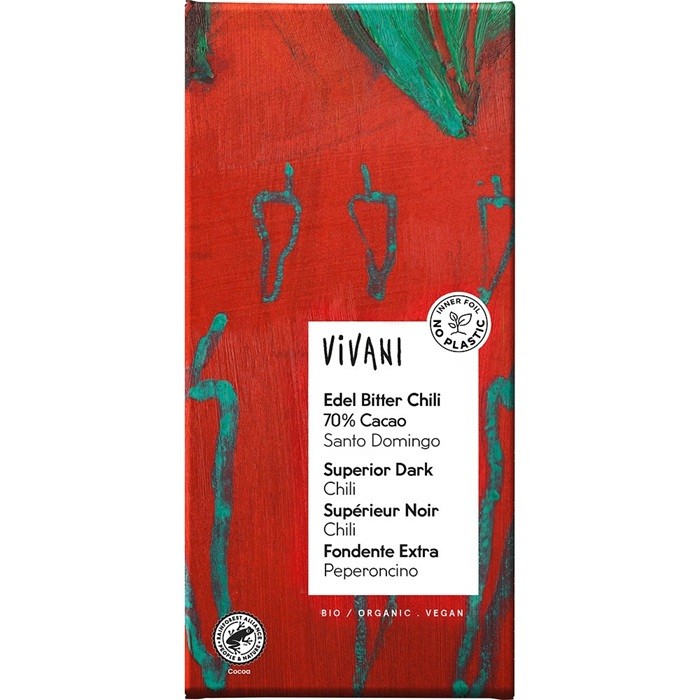 Ciocolata amaruie cu cacao 70% si chilli bio 100g Vivani