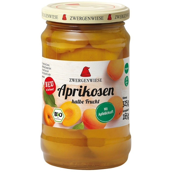 Compot de caise jumatati, fara gluten bio 325g Zwergenwiese