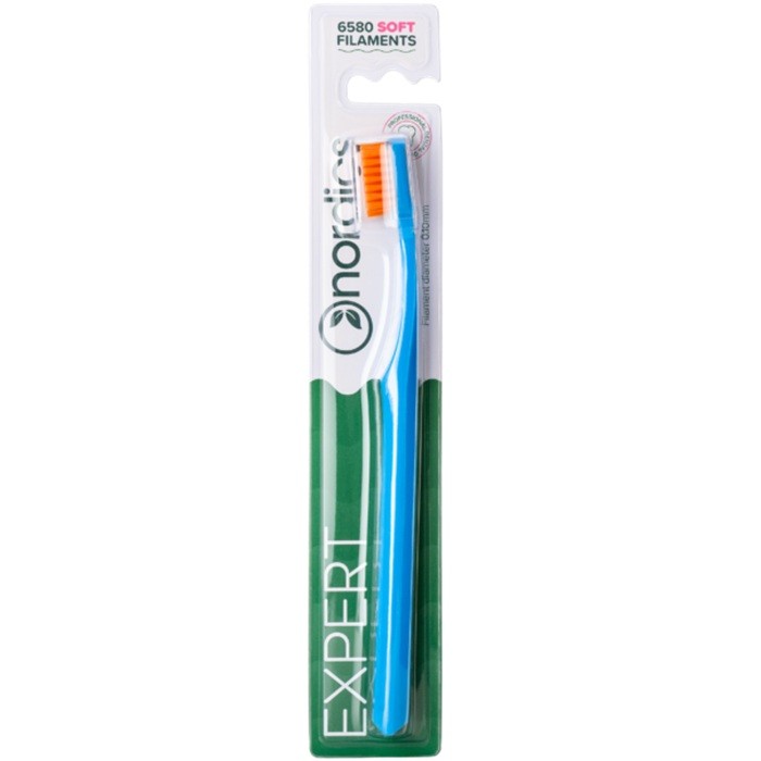 Periuta de dinti Expert Curve 6580 filamente, moale, albastru Nordics Oral Care
