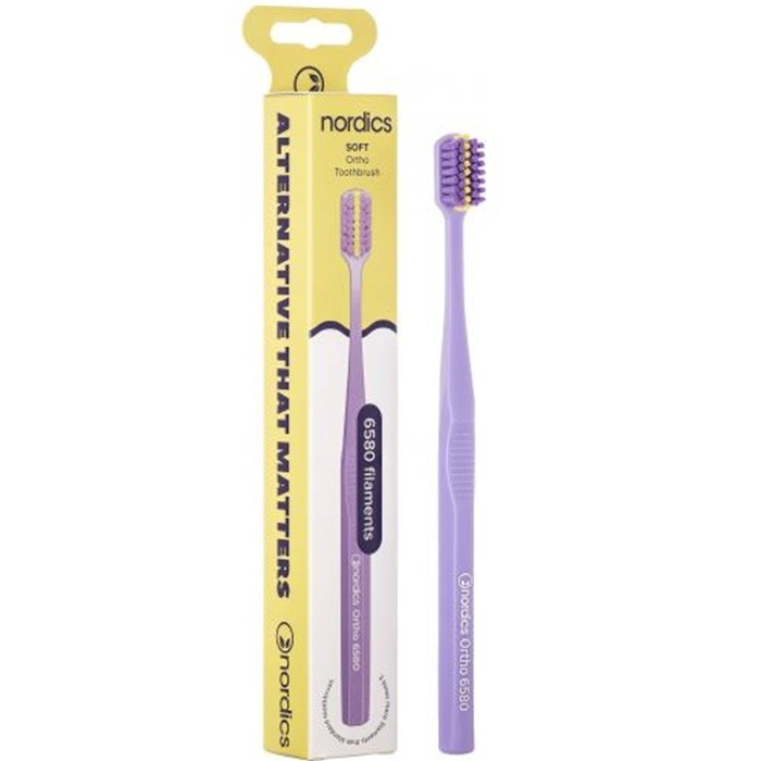 Periuta de dinti Ortho 6580 filamente, moale, mov Nordics Oral Care