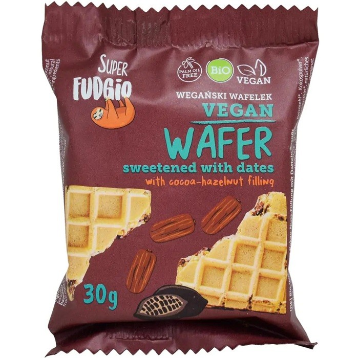 Napolitana bio cu cacao si alune de padure, indulcita cu curmale 30g Super Fudgio