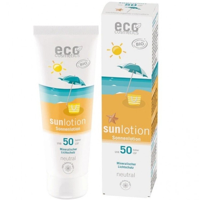 Lotiune fluida bio protectie solara SPF50, piele sensibila 125ml Eco Cosmetics