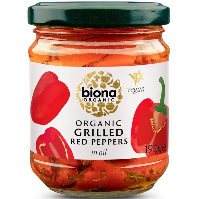 Ardei rosii bio la gratar in ulei 190g Biona