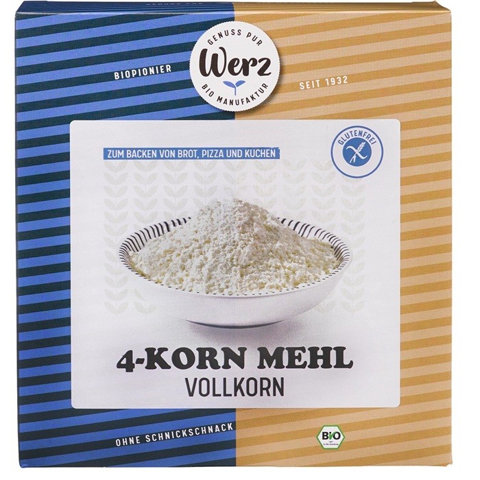 Faina integrala din 4 cereale bio, fara gluten 500g Werz