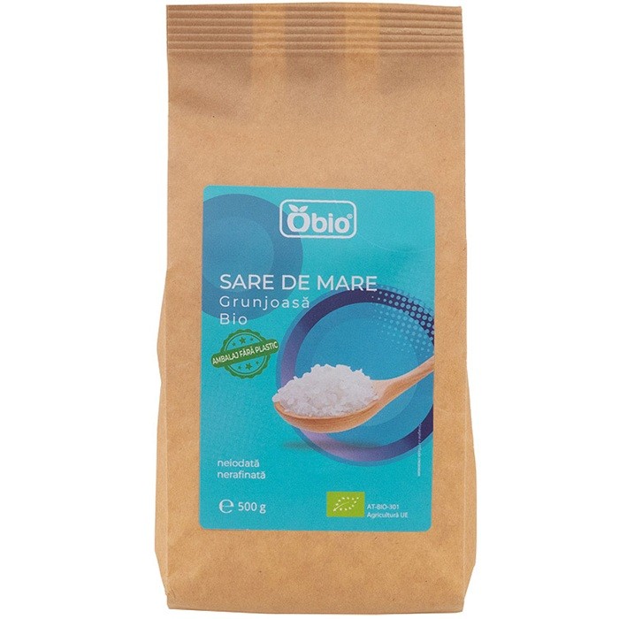 Sare de mare grunjoasa bio 500g Obio