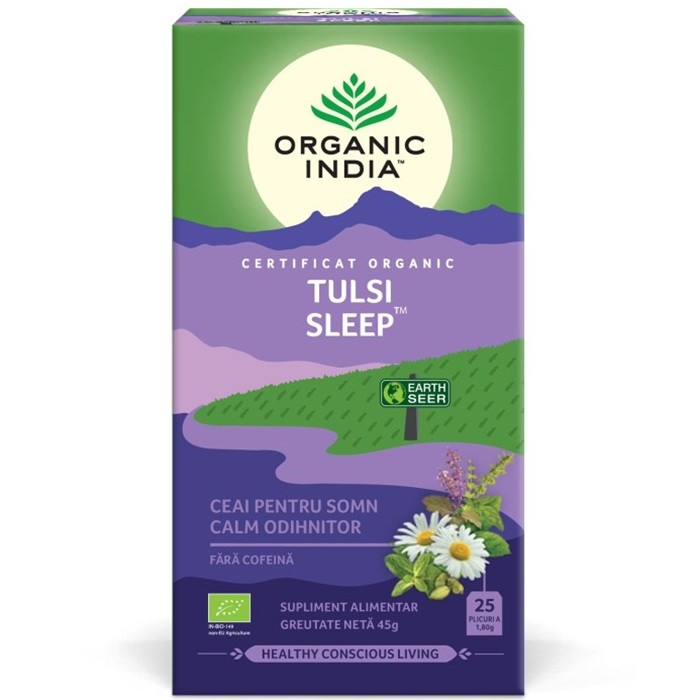 Ceai Tulsi Sleep pt somn calm si odihnitor 25 plicuri Organic India