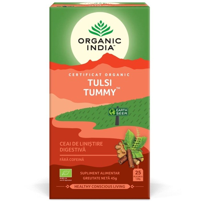 Ceai Tulsi Tummy cu Ghimbir si Condimente 25 plicuri Organic India