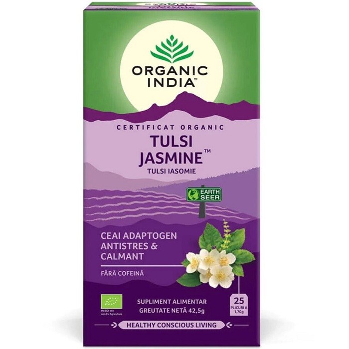 Ceai Tulsi (busuioc sfant) si iasomie bio 25 plicuri Organic India 