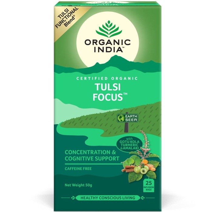 Ceai Tulsi Focus, Concentrare si Sprijin Cognitiv 25 plicuri Organic India