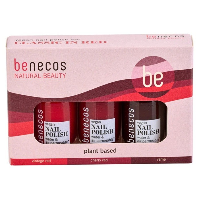 Set lacuri de unghii naturale 20 free vegane, Classic in Red Benecos