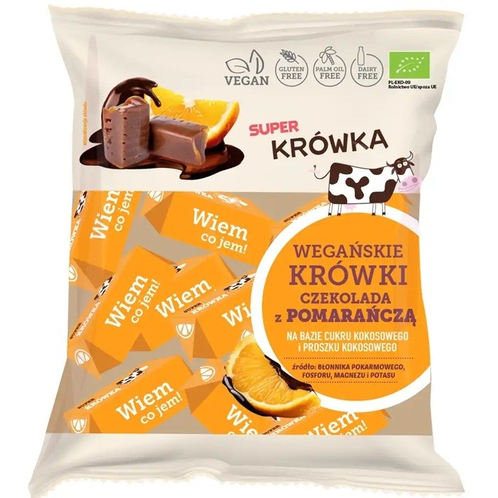 Caramele bio cu aroma de ciocolata si portocale 150g Super Fudgio