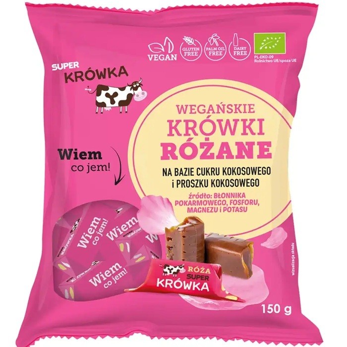 Caramele bio cu aroma de trandafir 150g Super Fudgio