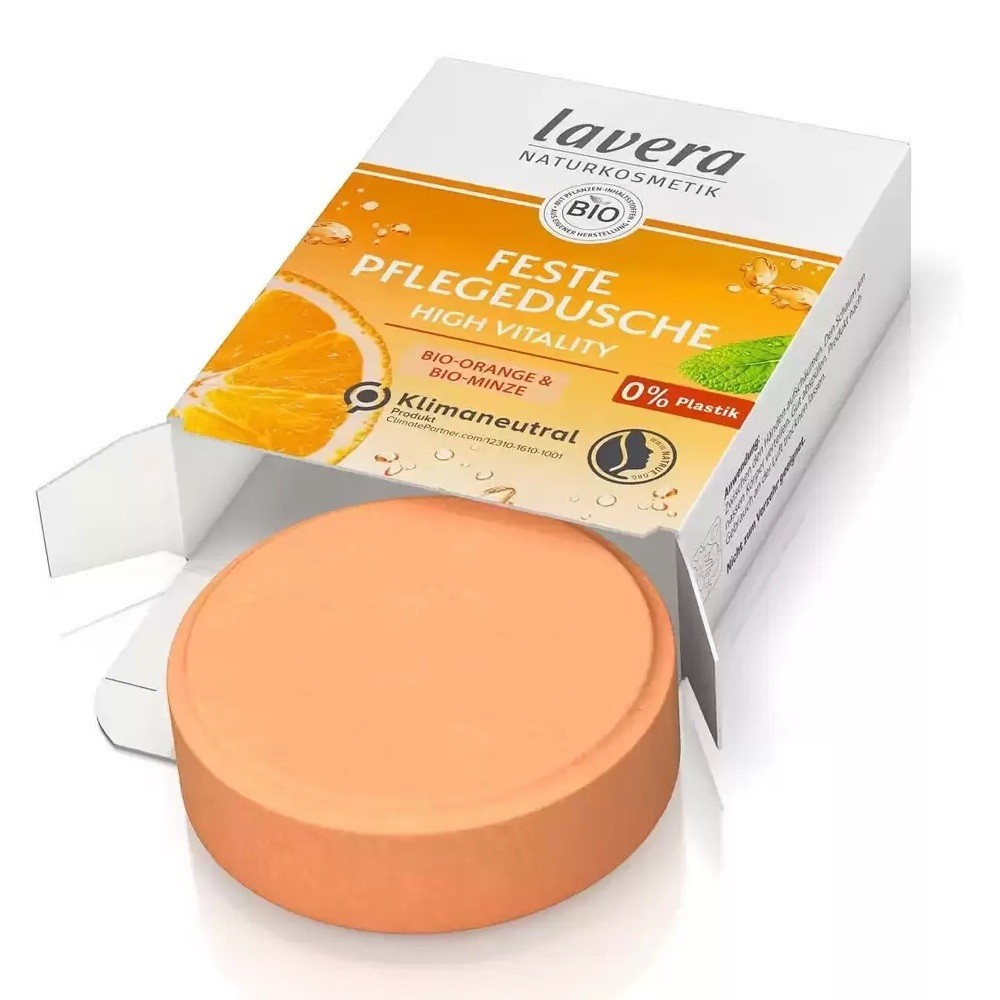 Gel de dus solid cu portocala si menta bio High Vitality 50g Lavera