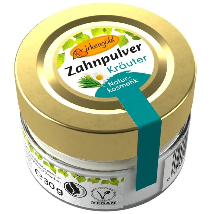 Pasta de dinti pudra cu musetel, fara fluor 30g Birkengold