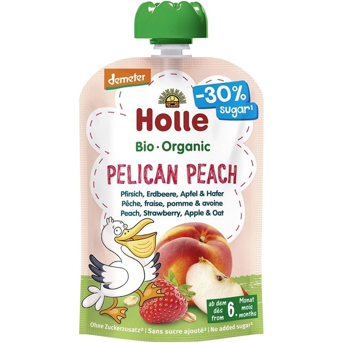 Piure bio din piersici, capsuni, mere si ovaz +6 luni Holle 100g