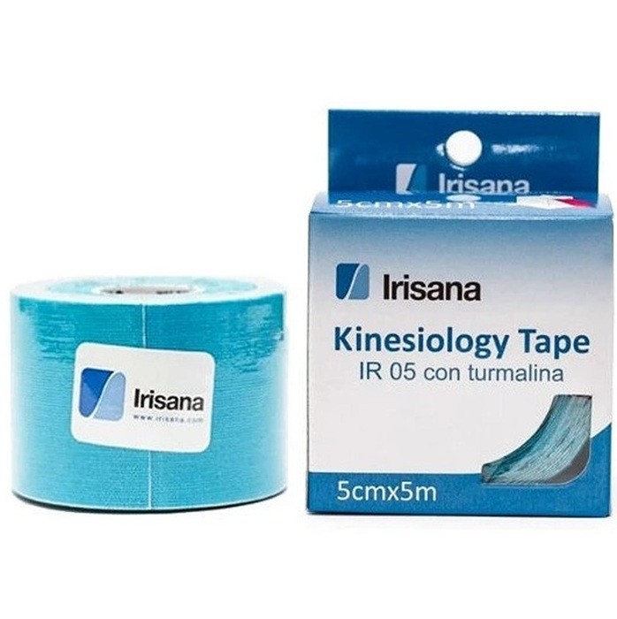 Bandaj kinesio elastic adeziv cu turmalina, bleu 5m Irisana
