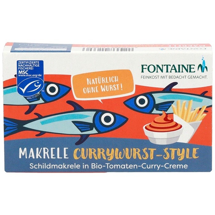 File de macrou in crema bio curry cu roșii 125g Fontaine