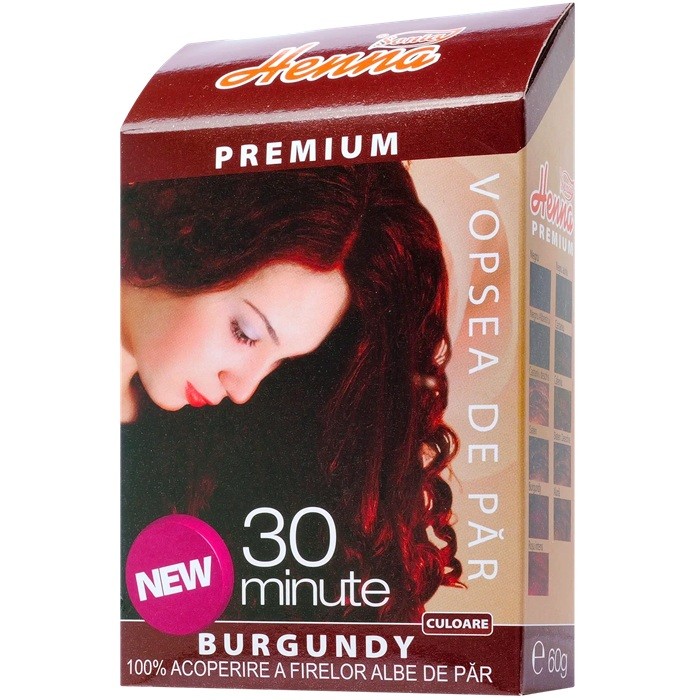 Vopsea de par cu henna premium Burgundy 60g Henna Sonia