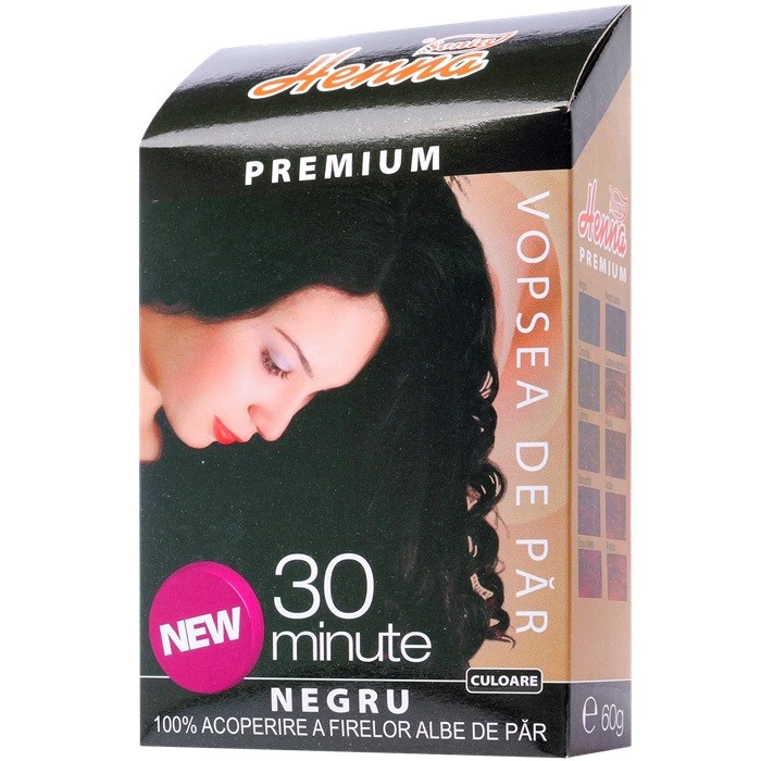 Vopsea de par cu henna premium Negru 60g Henna Sonia