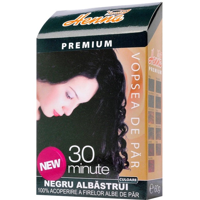 Vopsea de par cu henna premium Negru Albastrui 60g Henna Sonia
