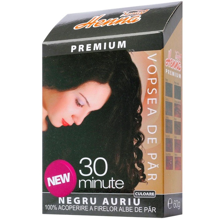 Vopsea de par cu henna premium Negru Auriu 60g Henna Sonia