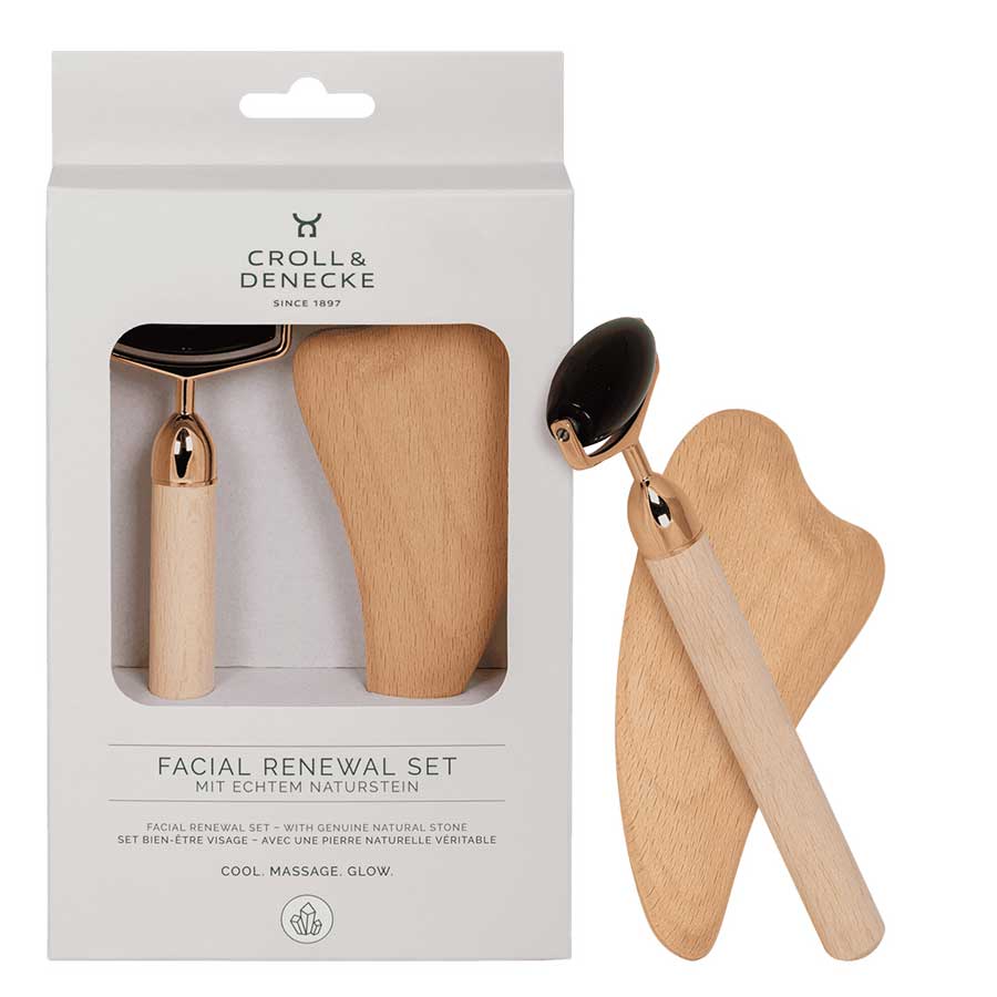 Roller Obsidian & Gua Sha lemn de fag Croll & Denecke